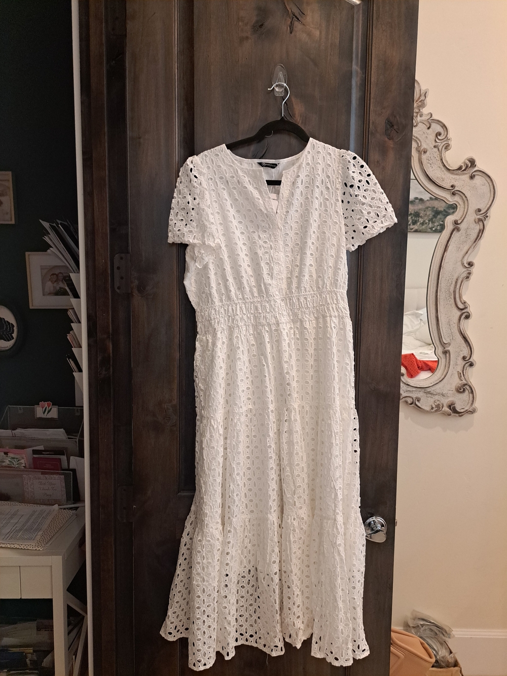 White Eyelet Midi Dress - Casual Summer Style